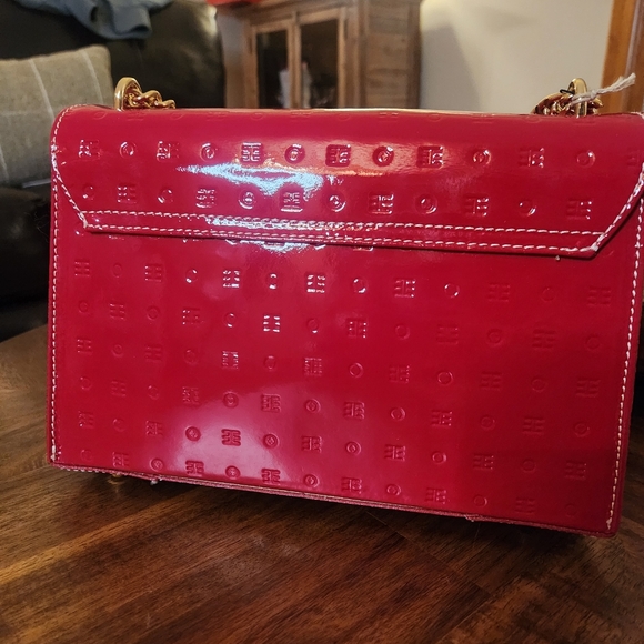 NWT ARCADIA ITALY PATENT LEATHER LAILA HANDBAG CROSSBOY OR SHOULDER CHAIN STRAP - Picture 4 of 15